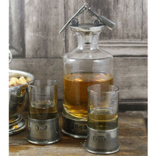 Load image into Gallery viewer, SHOTGUN HUNTING SHOOTING PEWTER &amp; CRYSTAL MINI DECANTER SET WITH SHOT GLASSES
