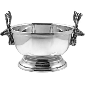 STAG HEAD PEWTER SERVING BOWL