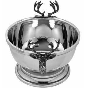 STAG HEAD PEWTER SERVING BOWL