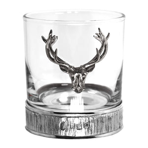 11OZ MAJESTIC STAG HEAD PEWTER WHISKY GLASS TUMBLER SET OF 2