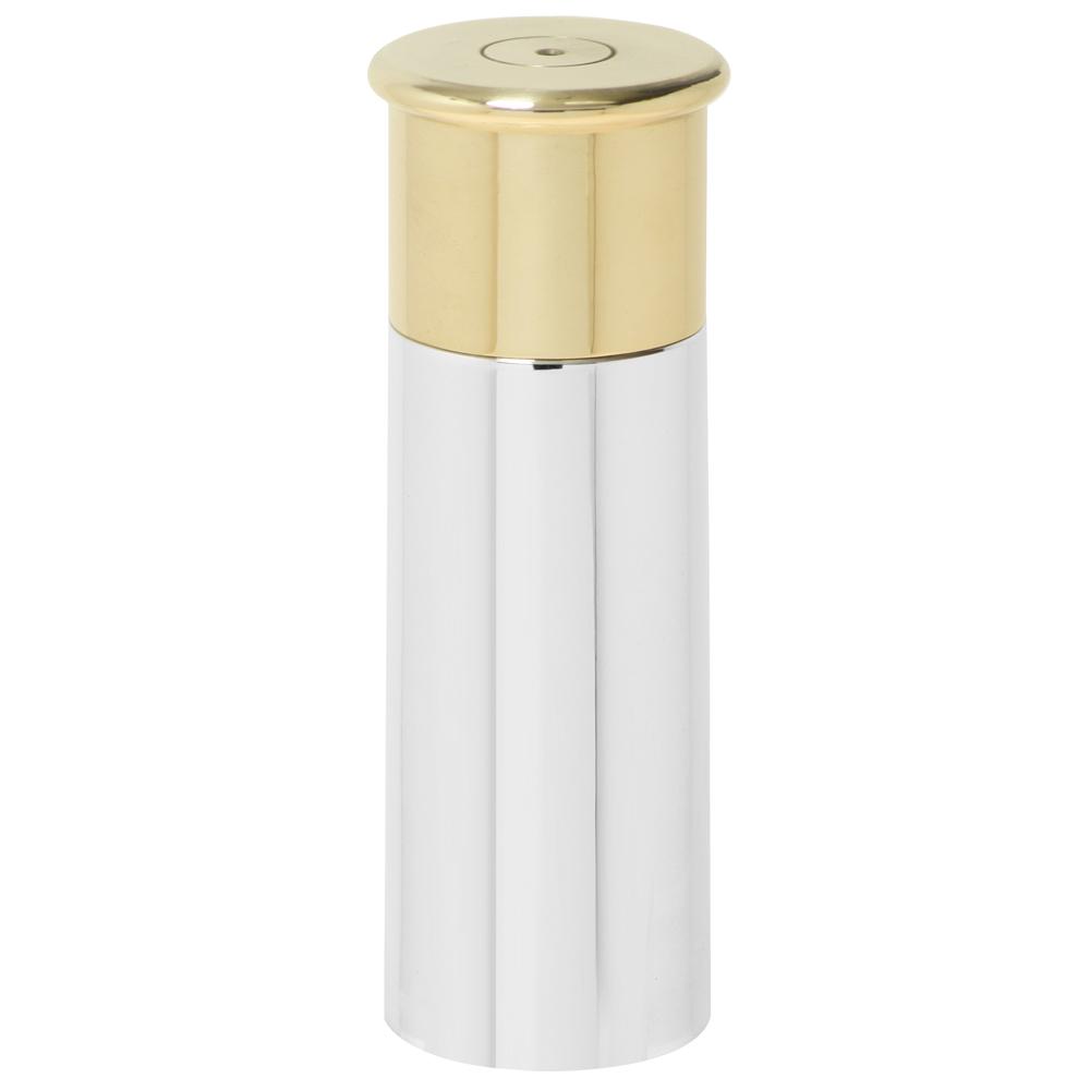6OZ PEWTER SHOTGUN CARTRIDGE HIP FLASK WITH BRASS LID
